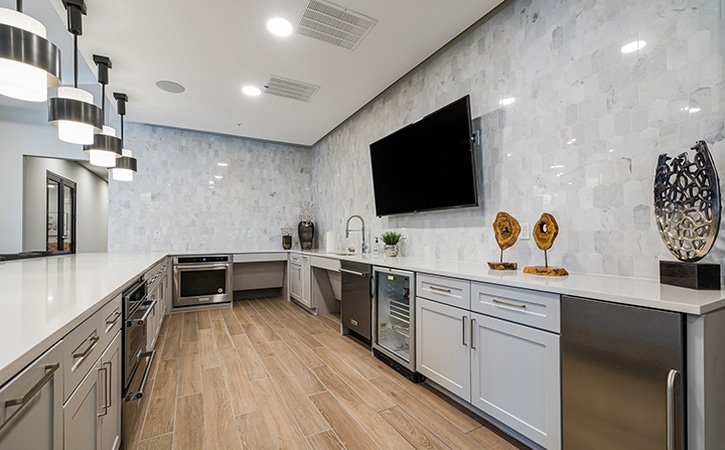 The Edition on Oberlin Raleigh NC Apartment Homes and Townhomes Clubhouse Community Kitchen